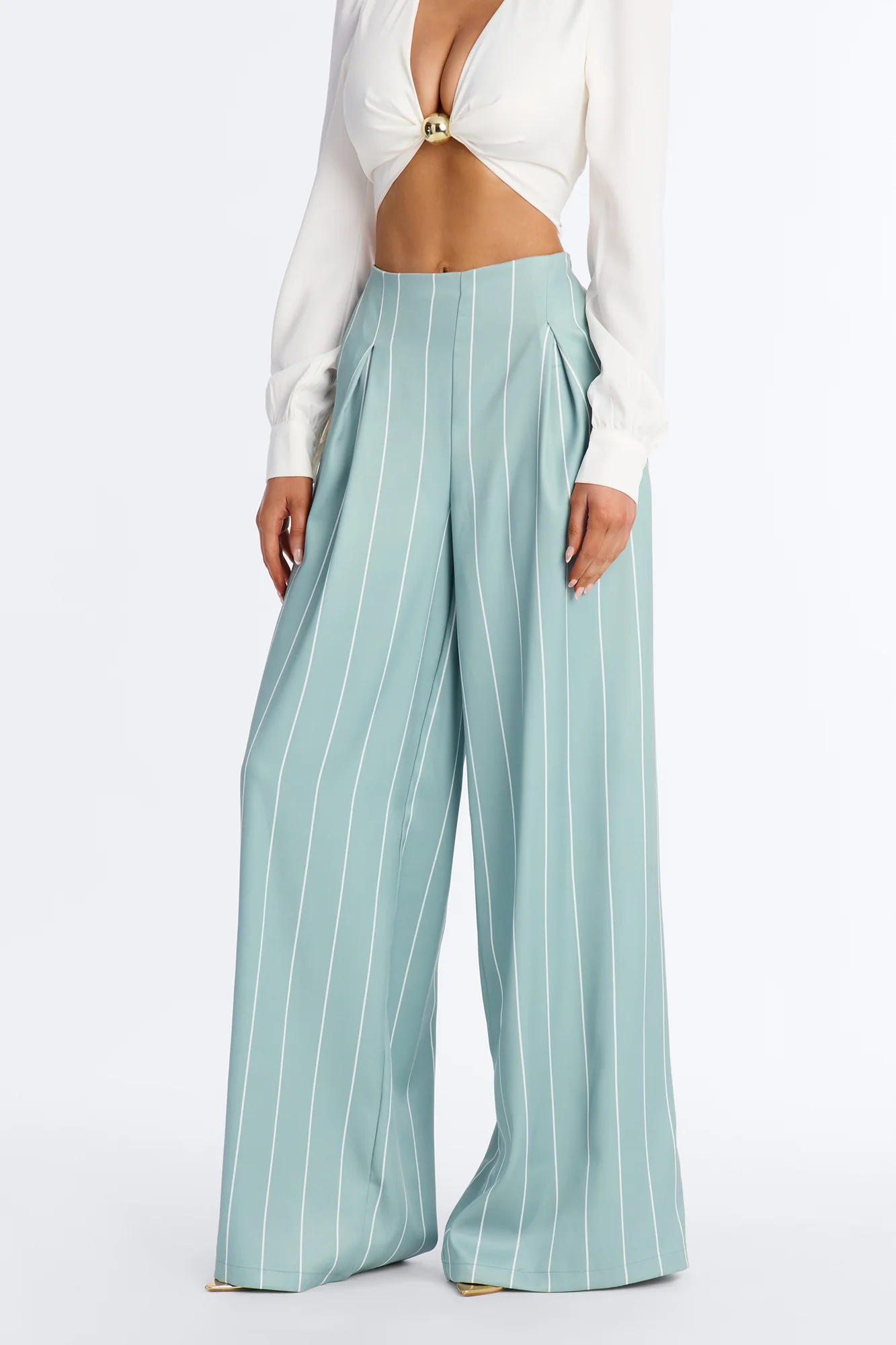 High Standards Pinstripe Trouser Pant 34″ - Sage - Image 2