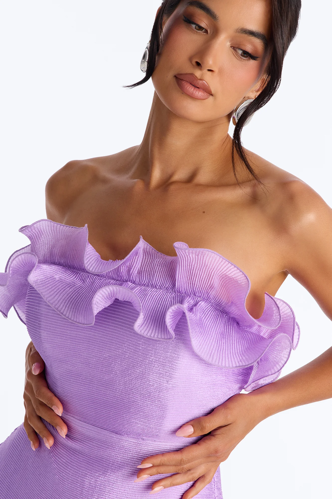 Hitting The Town Organza Mini Dress - Lavender - Image 3