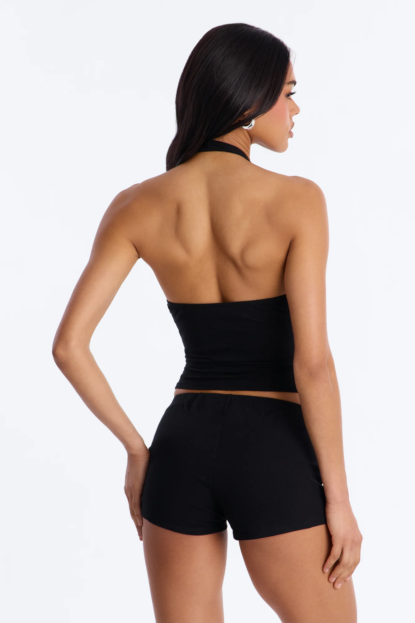 Hold Onto Her Graphic Halter Short Set - Black - Image 4