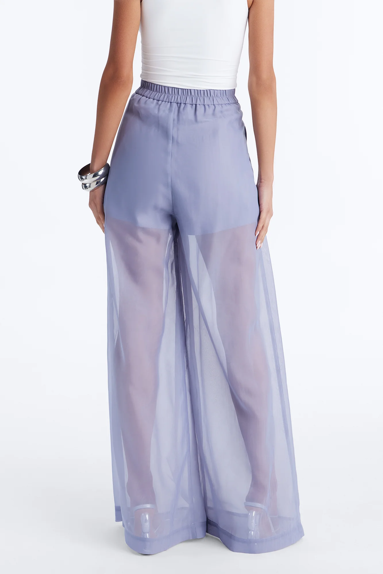 Hollie Wide Leg Organza Pant - Slate Grey - Image 4