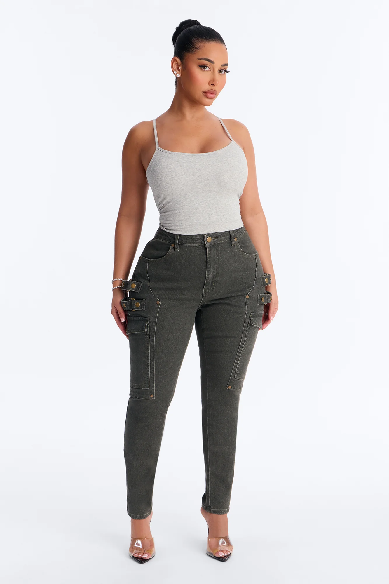 Holly Padded Basic Cami Top - Heather Grey - Image 2