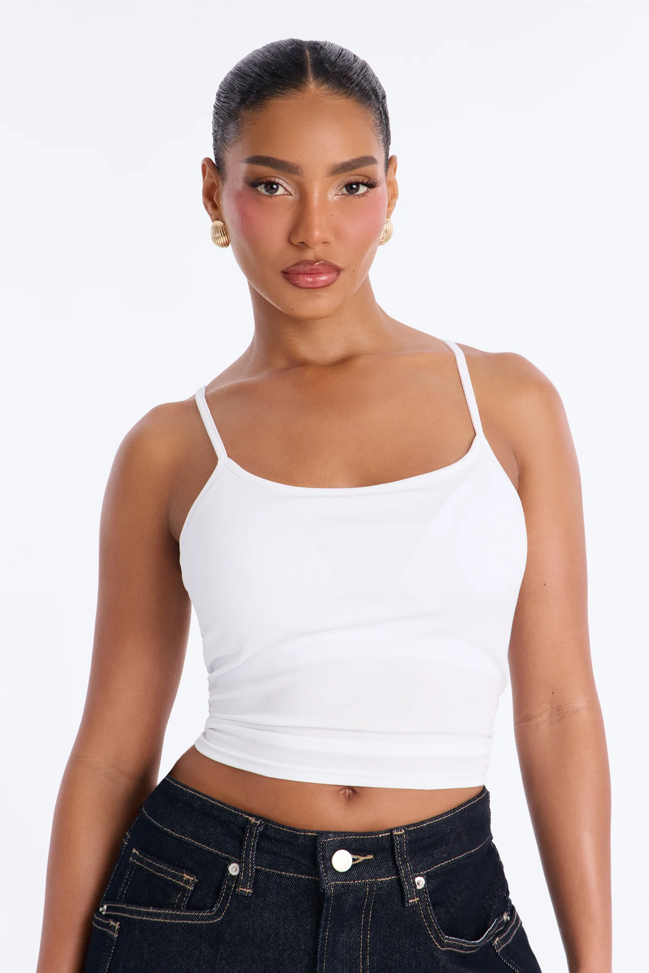 Holly Padded Basic Cami Top - White