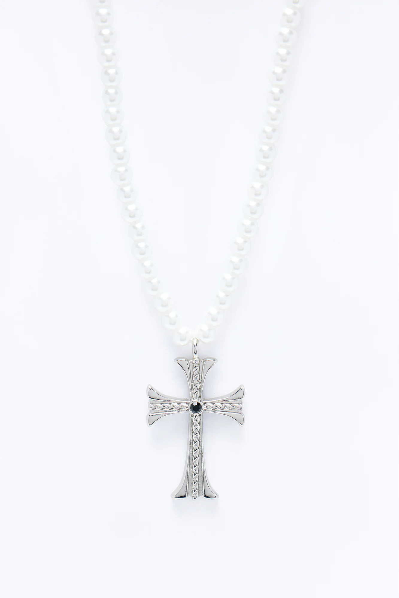 Holy Pearls Cross Necklace - Silver - Image 3