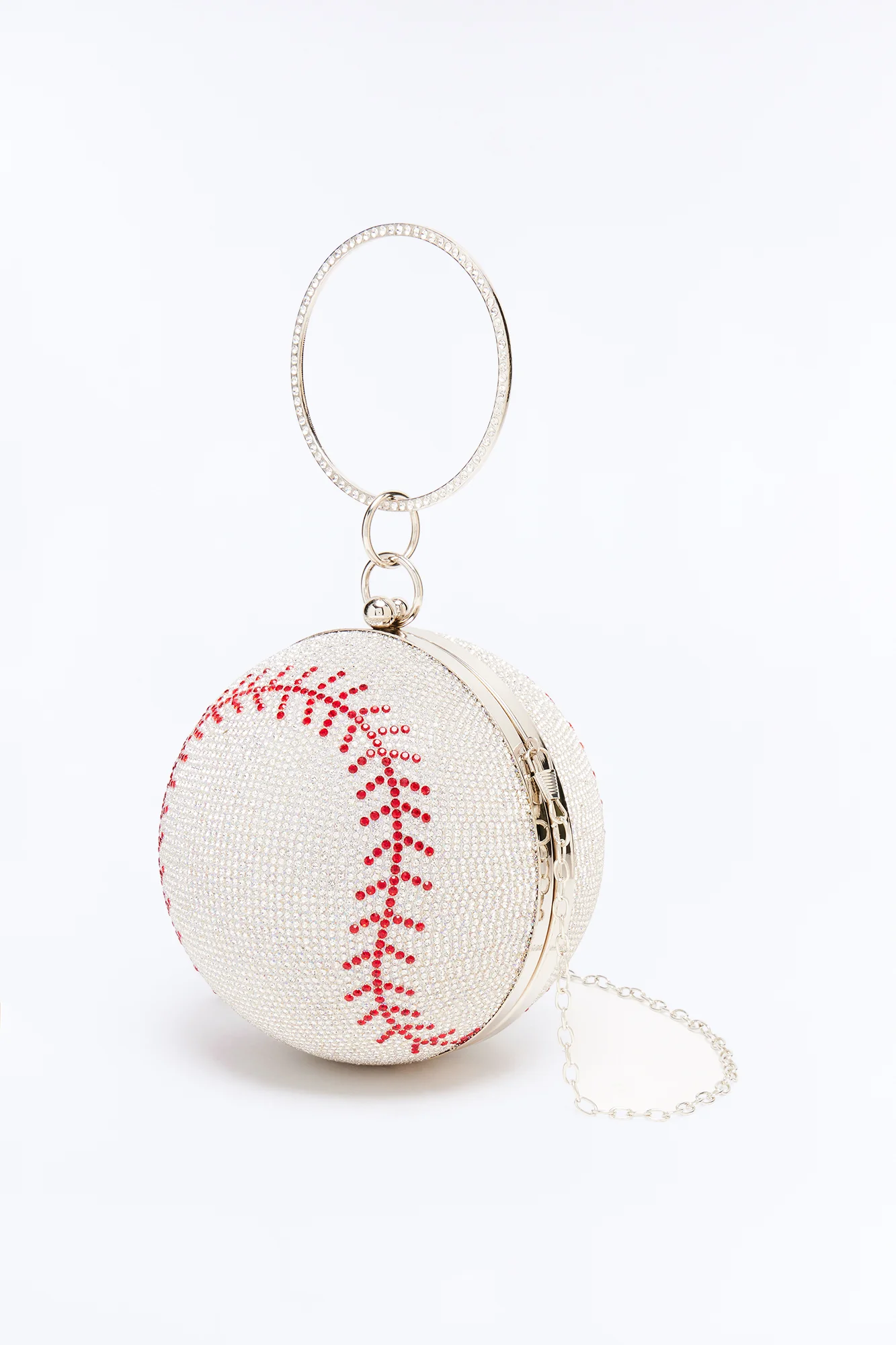 Home Run Rhinestone Clutch - Silver/Red - Image 2