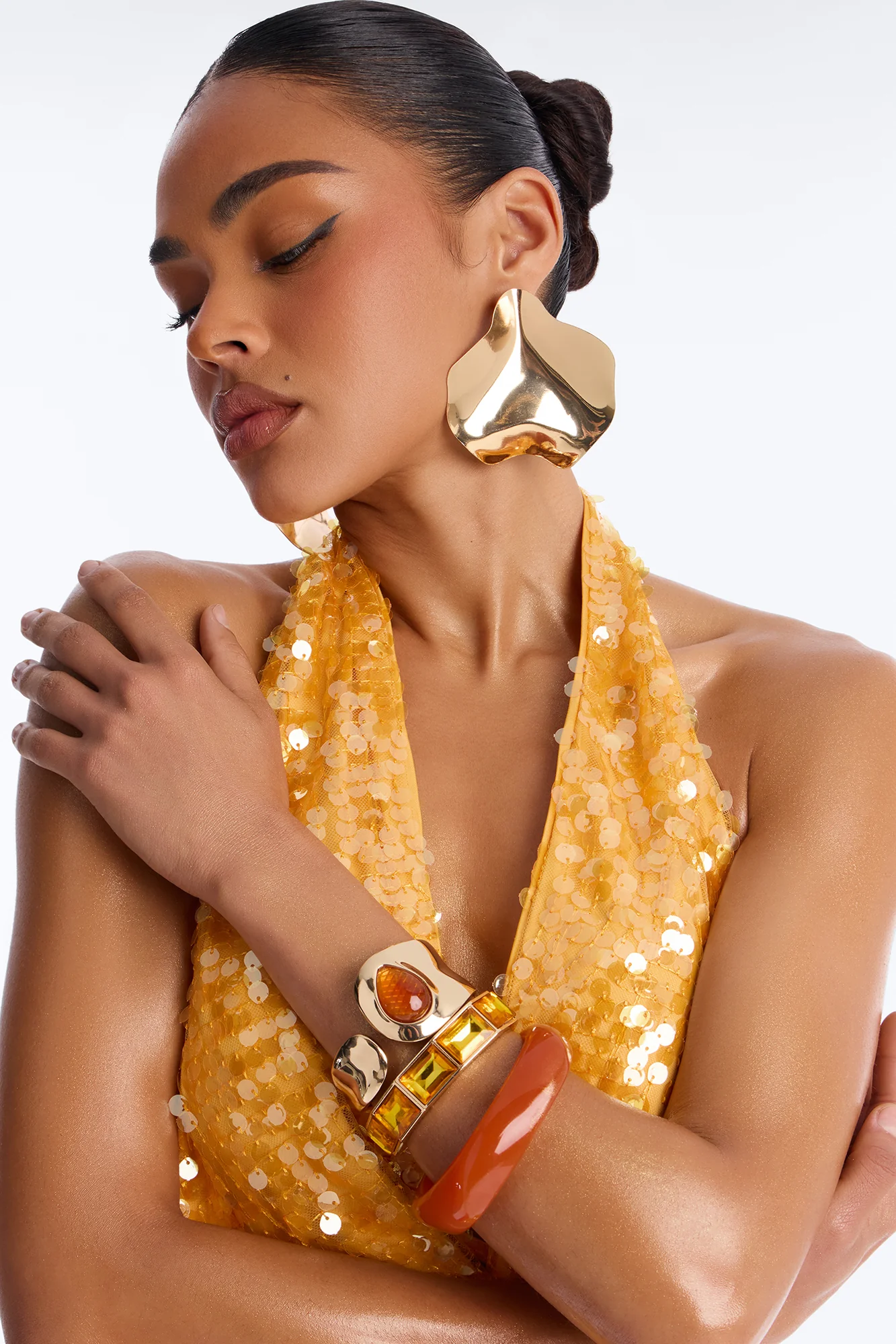 Honey Pot 3 Piece Bracelet Set - Gold/Orange - Image 2