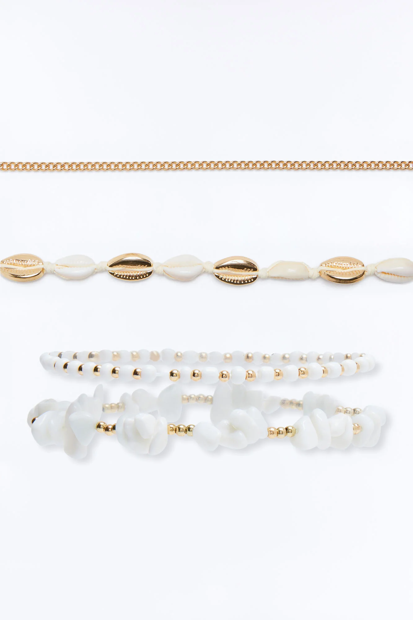 Honolulu 4 Piece Anklet Set - White/combo