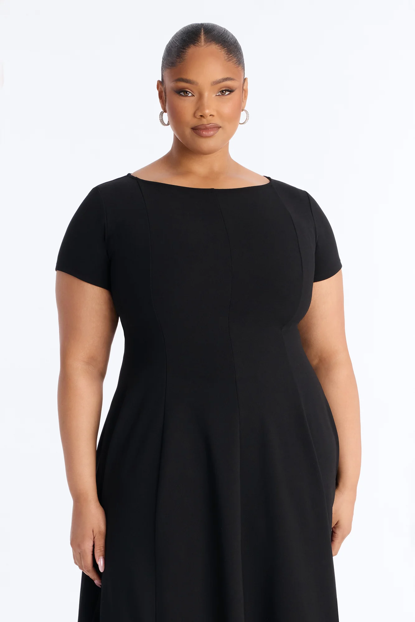 Honor Short Sleeve Midi Dress - Black - Image 6