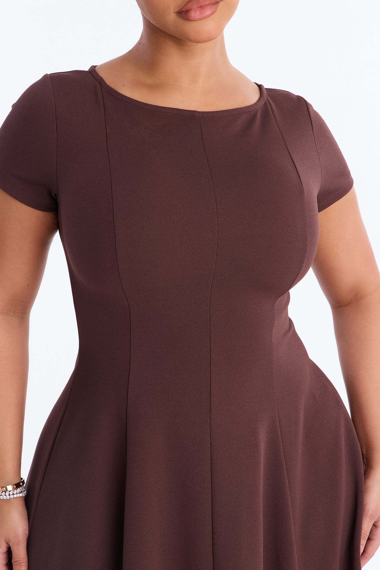Honor Short Sleeve Midi Dress - Chocolate - Image 3