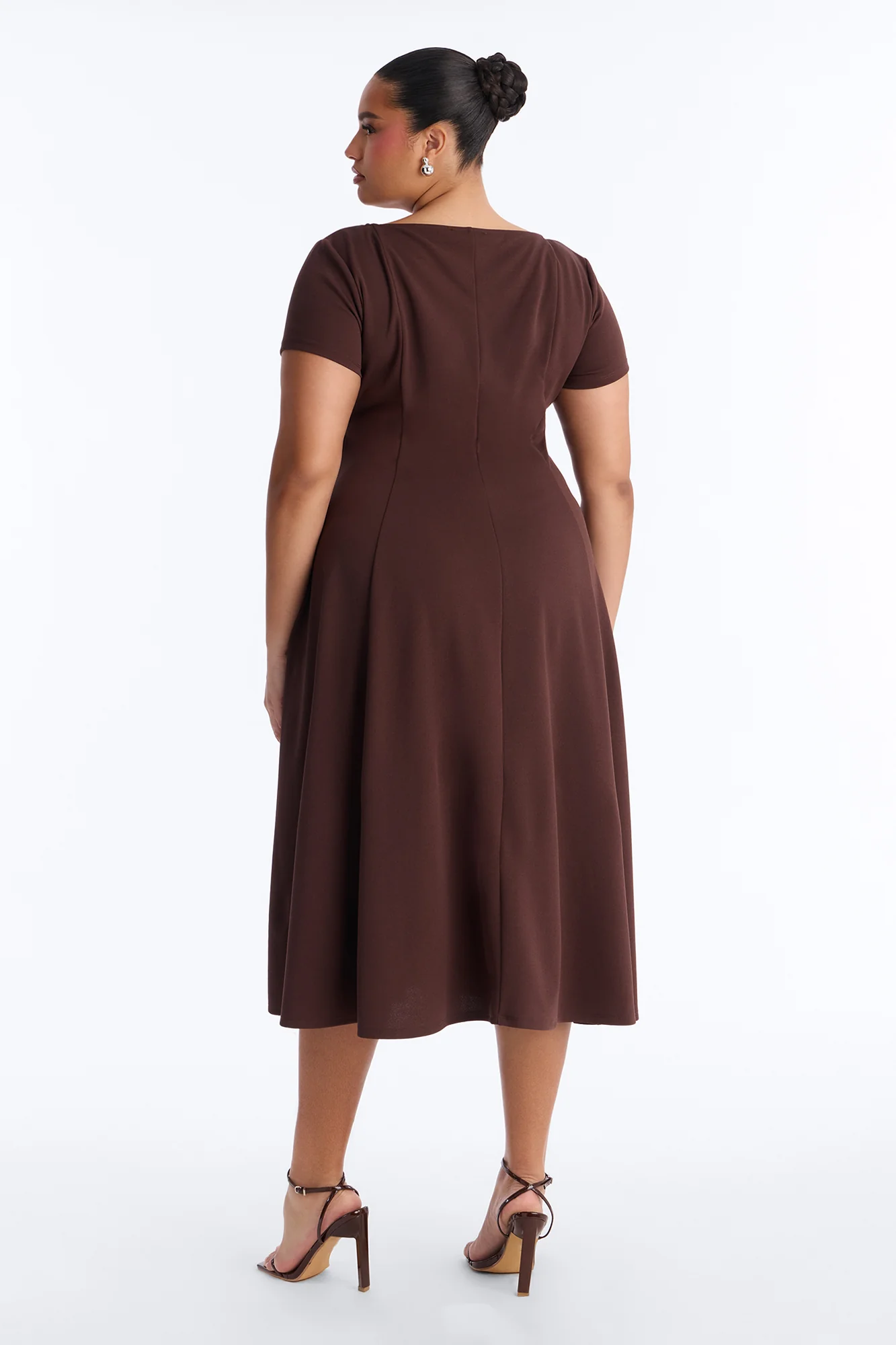 Honor Short Sleeve Midi Dress - Chocolate - Image 7
