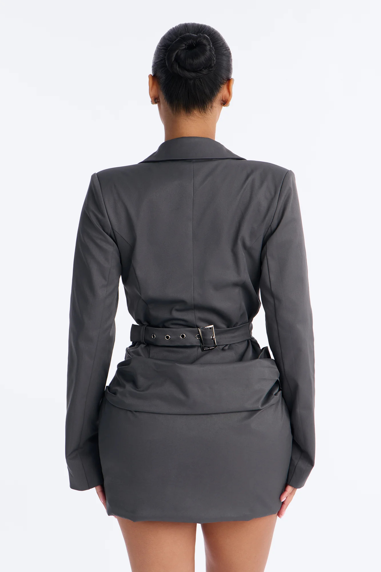 Hooked On You Pleated Mini Dress - Dark Grey - Image 3