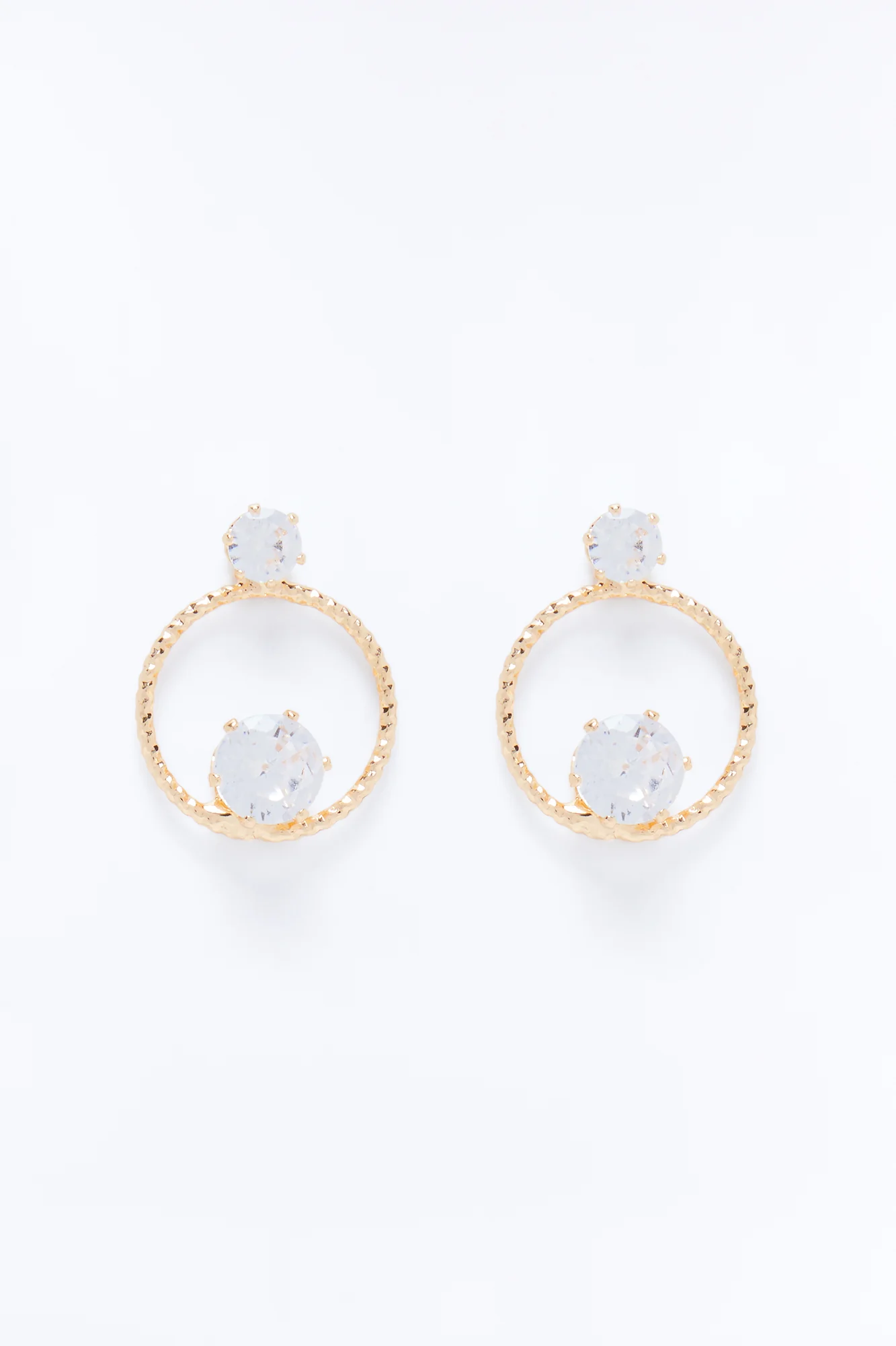 Hopeful Rhinestone Stud Earrings - Gold - Image 3