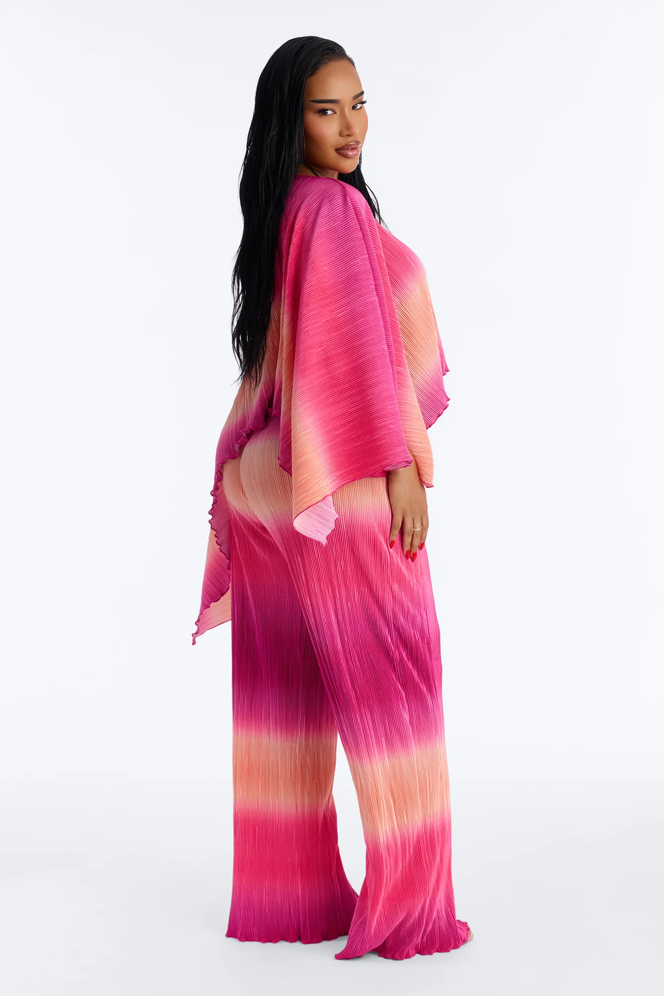 Horizon Glow Off Shoulder Ombre Pant Set - Hot Pink/combo - Image 4