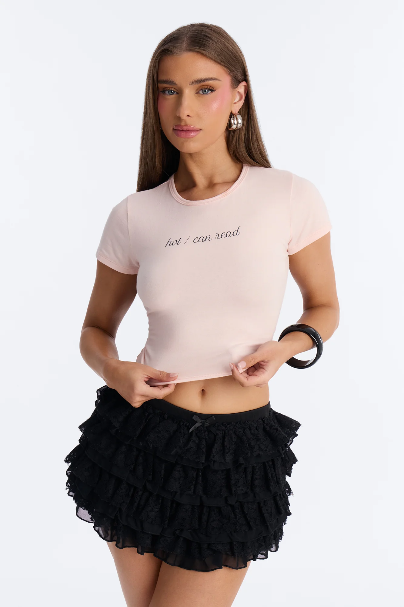 Hot Can Read Baby Tee - Light Pink - Image 2