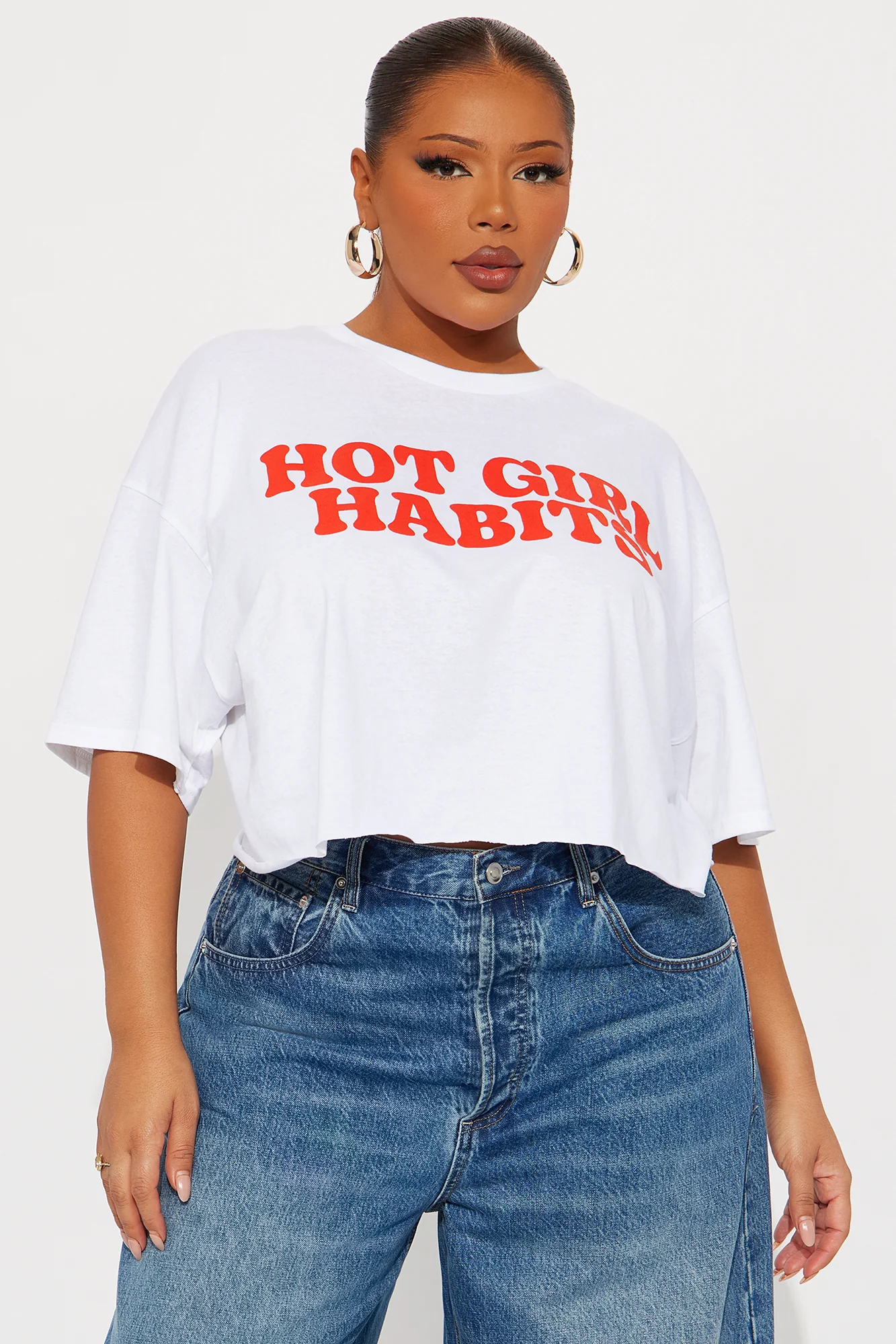 Hot Girl Habits Cropped Tee - White - Image 5