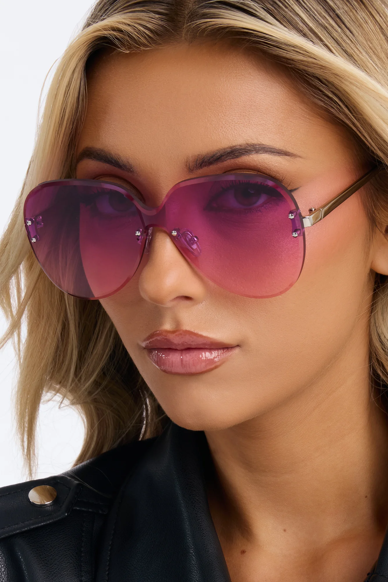 Hot Heart Breaker Sunglasses - Silver/Purple - Image 2