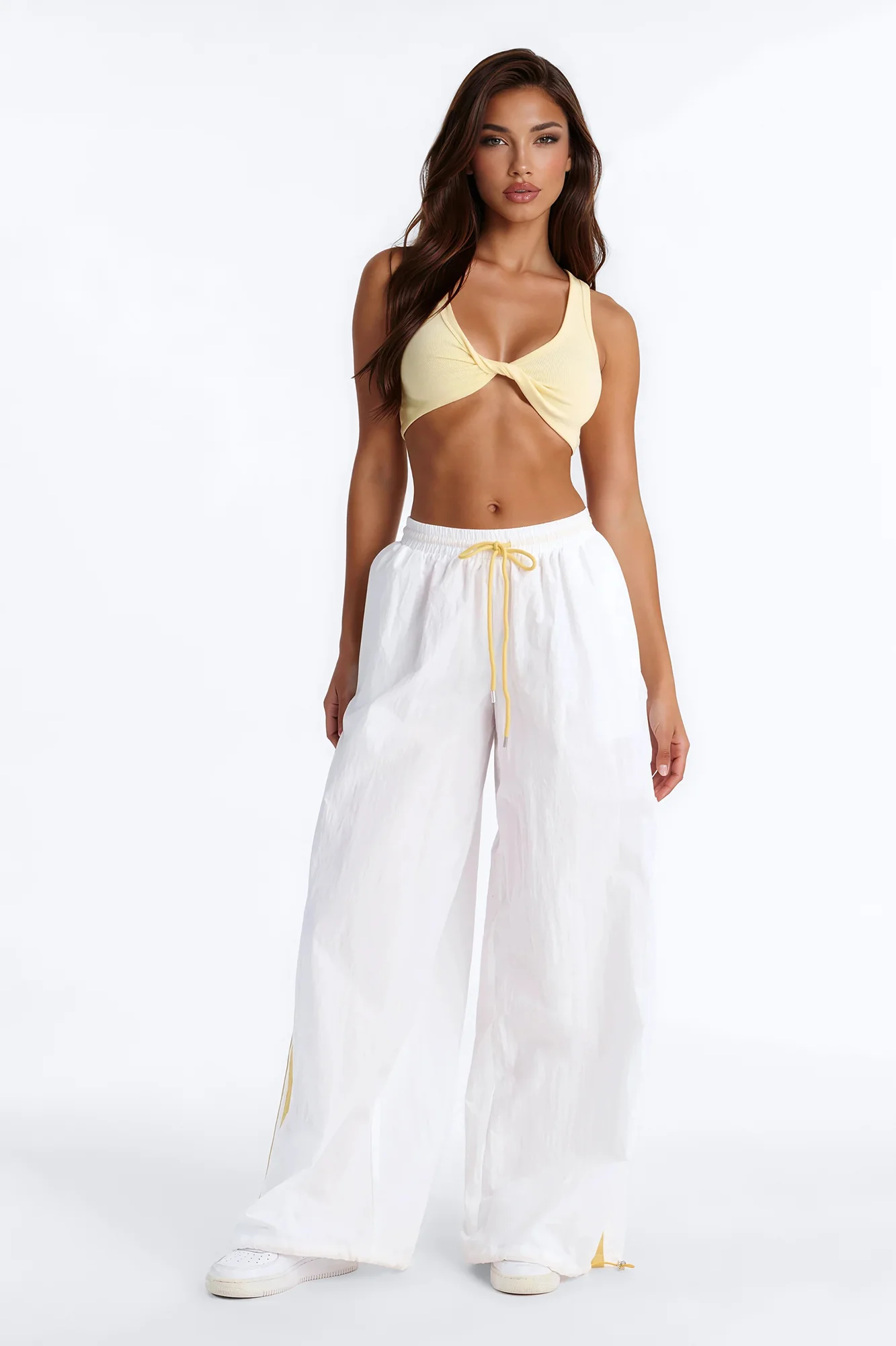 Hot In Here Twist Ribbed Cropped Tank Top - Butter Yellow - Image 2
