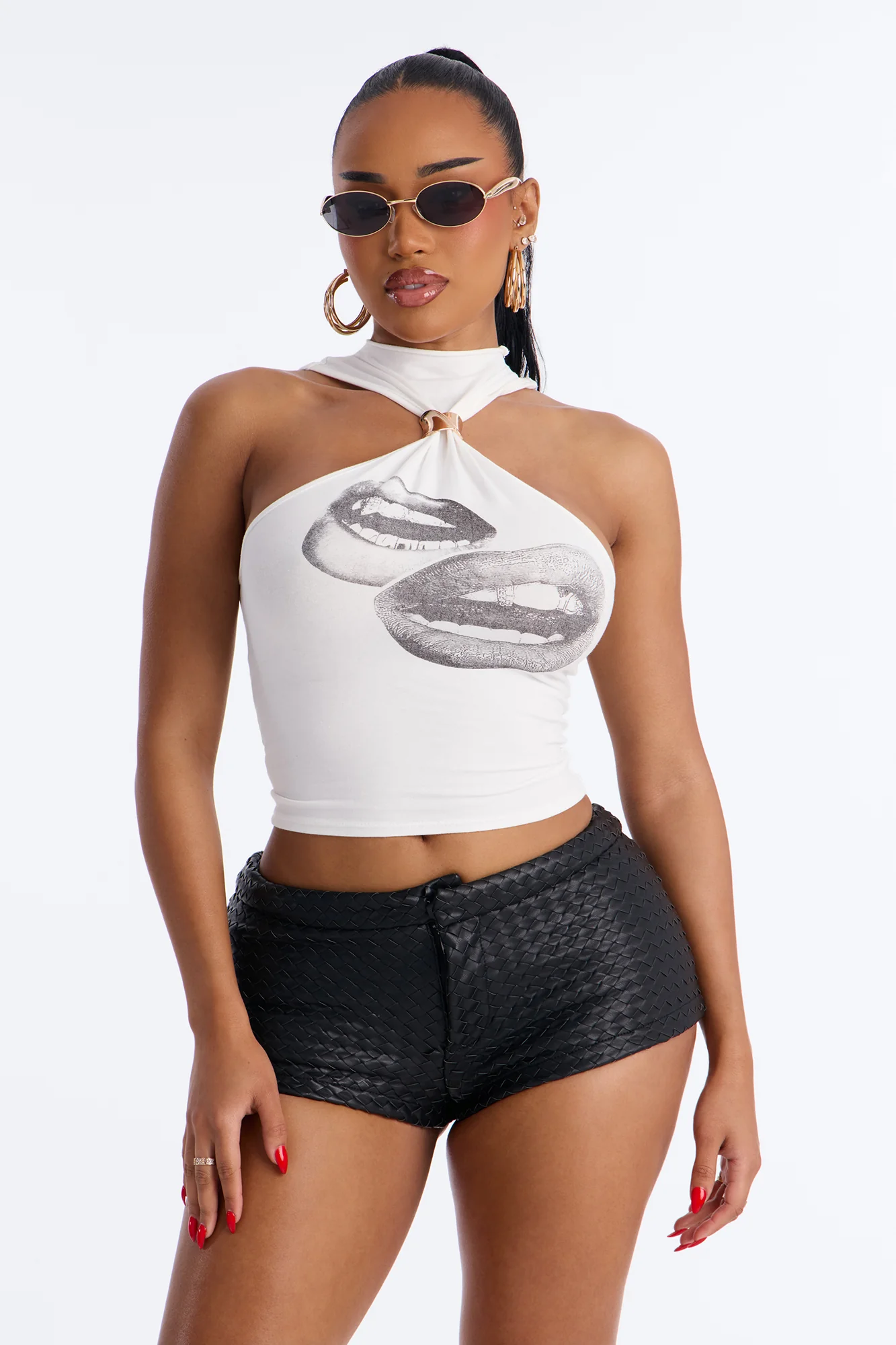 Hot Lips Halter Top - White