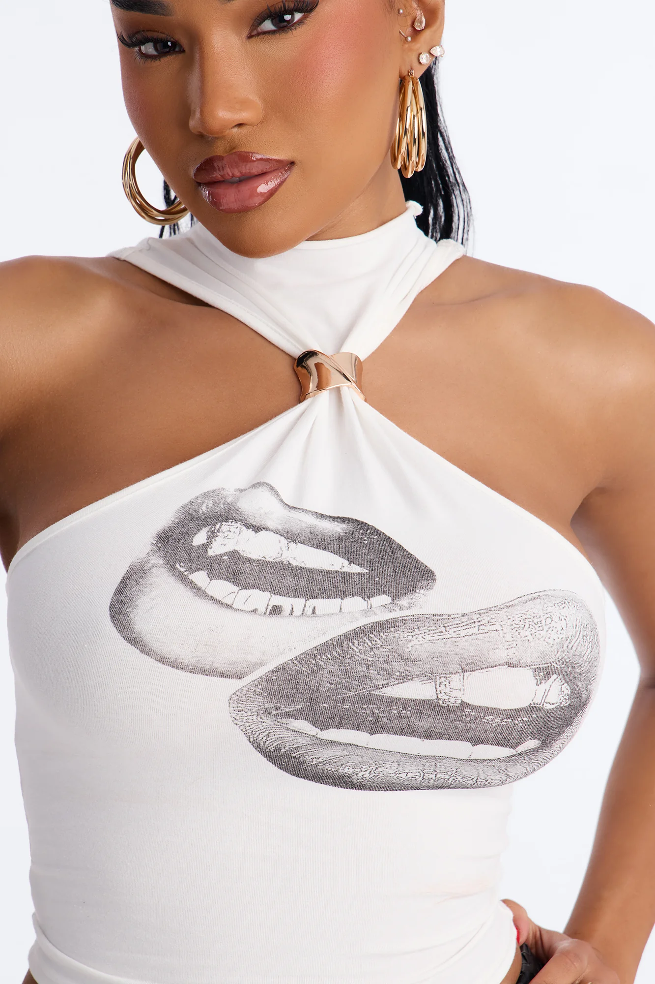 Hot Lips Halter Top - White - Image 3