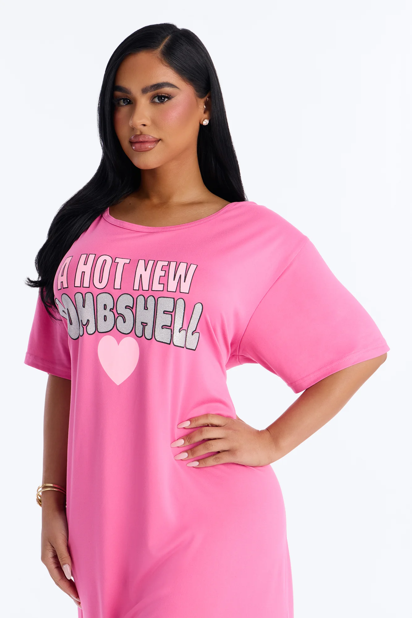 Hot New Bombshell Oversized Sleep Shirt - Hot Pink - Image 2