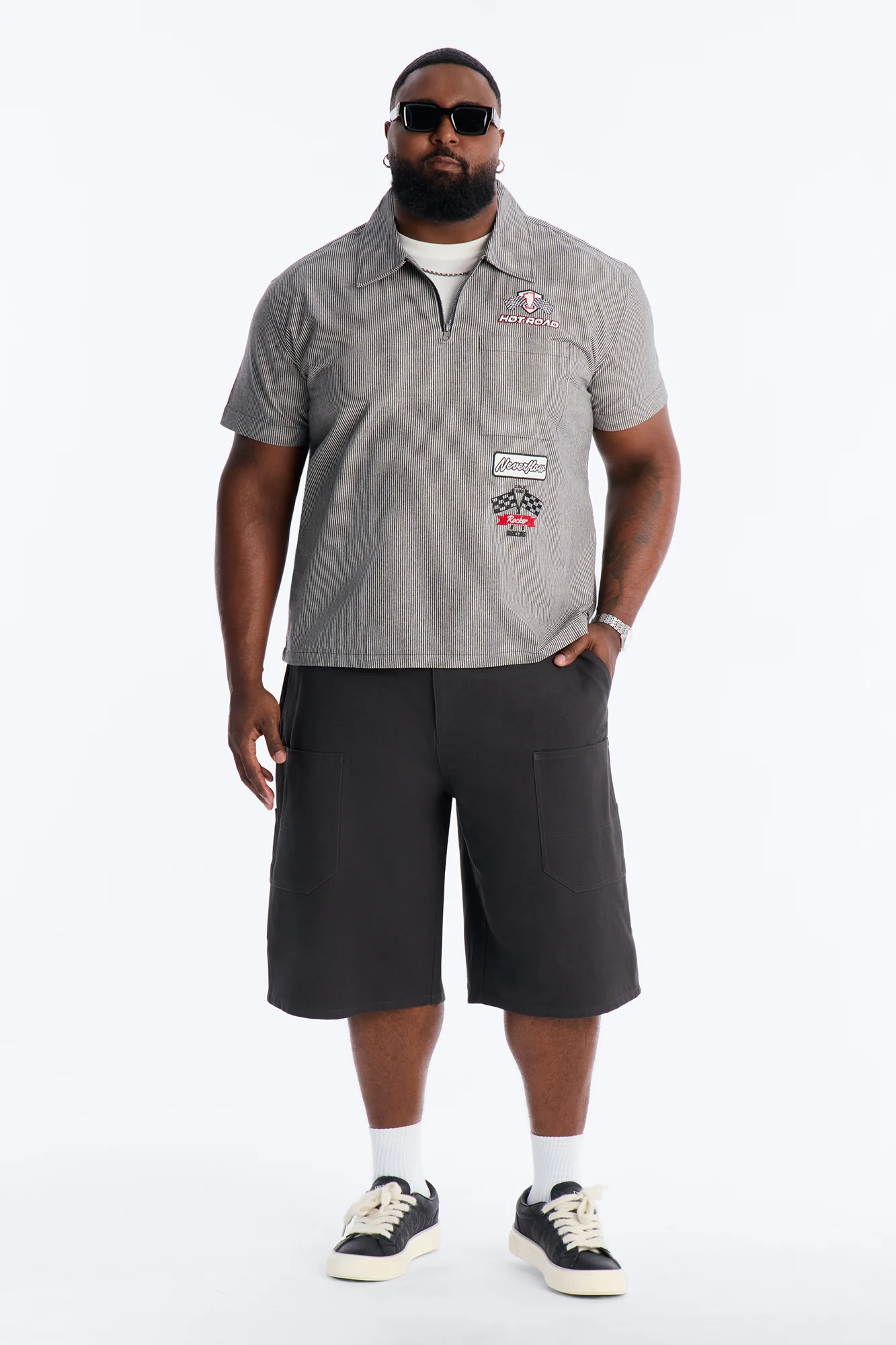 Hot Road Quarter Zip Short Sleeve Polo - Grey - Image 6