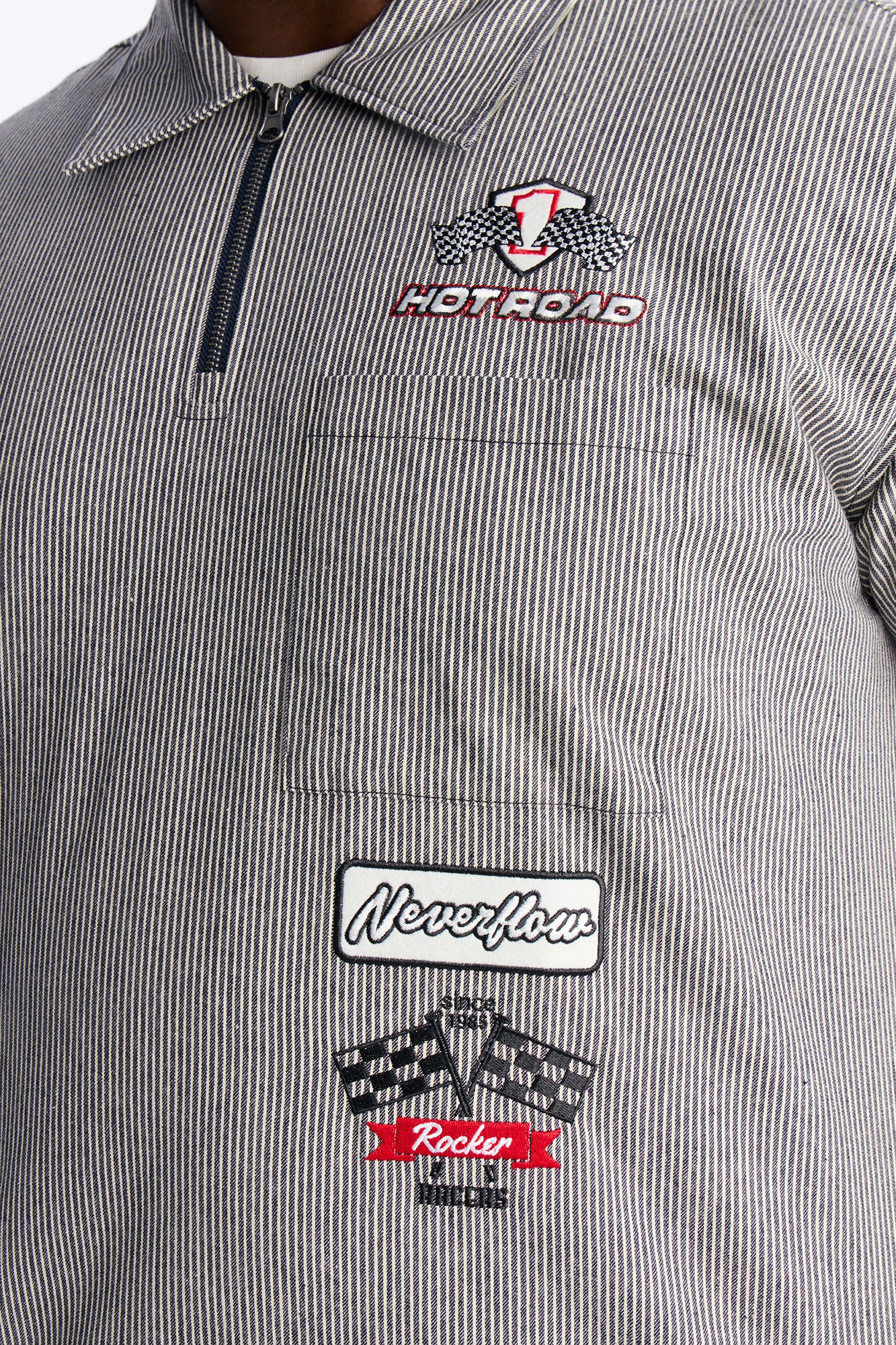 Hot Road Quarter Zip Short Sleeve Polo - Grey - Image 7