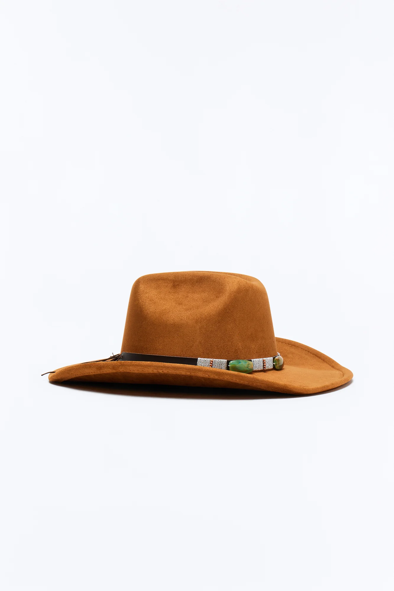 Hot Stone Road Faux Suede Cowboy Hat - Tan - Image 3