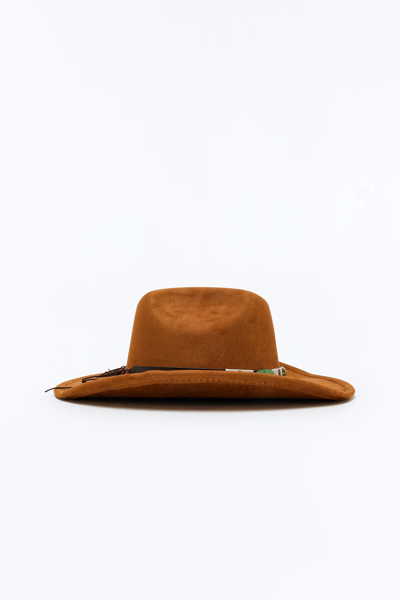 Hot Stone Road Faux Suede Cowboy Hat - Tan - Image 4