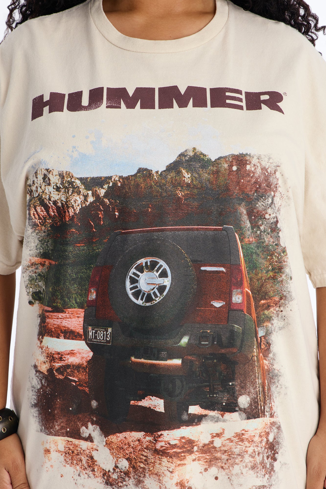 Hummer Washed Front And Back Tee - Natural - Image 5