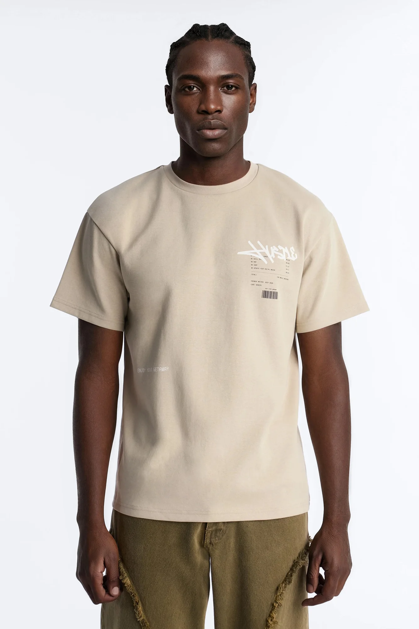 Hustle By Any Means Short Sleeve Tee - Khaki