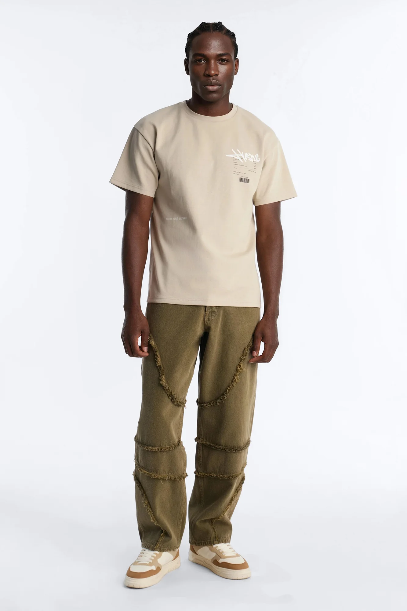 Hustle By Any Means Short Sleeve Tee - Khaki - Image 2