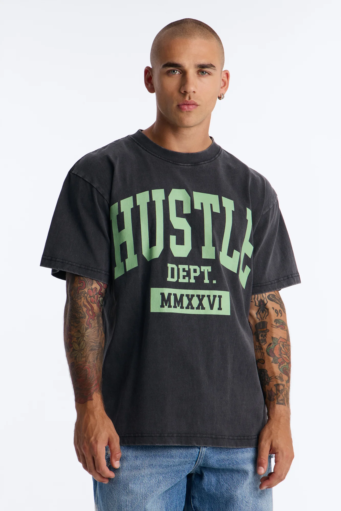 Hustle Dept Oversized Heavy Weight Short Sleeve Tee - Black