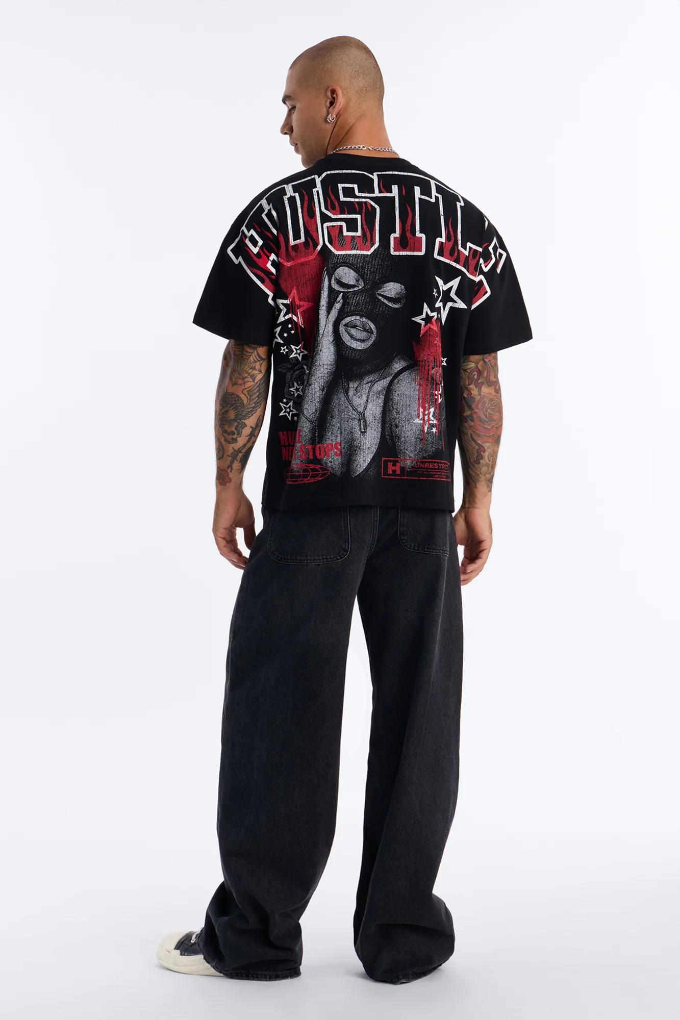 Hustle Heavy Weight Oversized Short Sleeve Tee - Black
