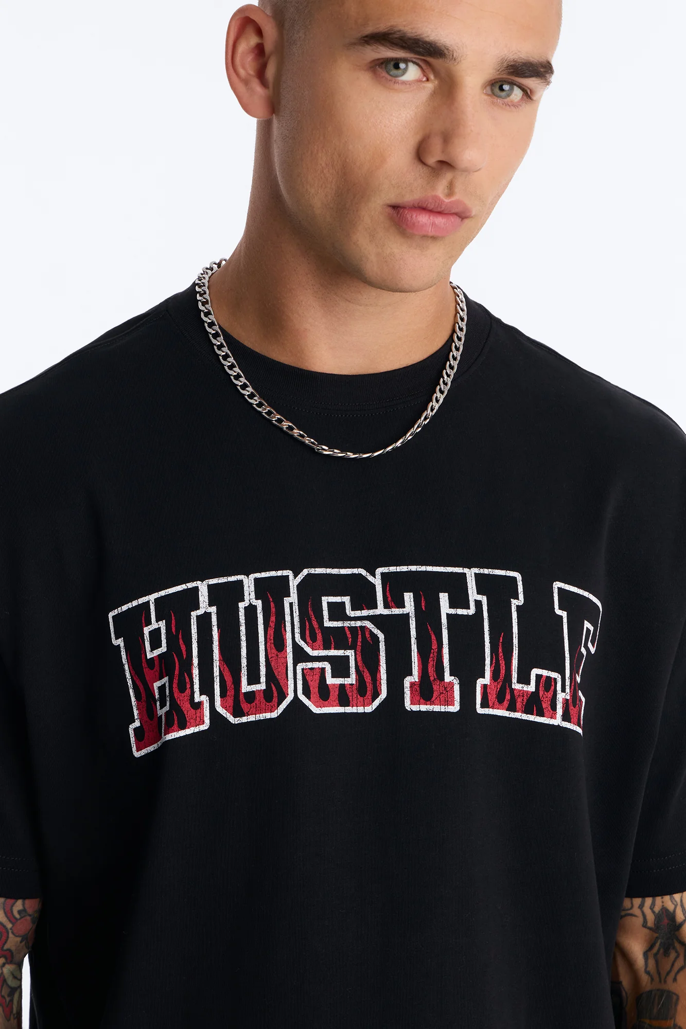 Hustle Heavy Weight Oversized Short Sleeve Tee - Black - Image 4