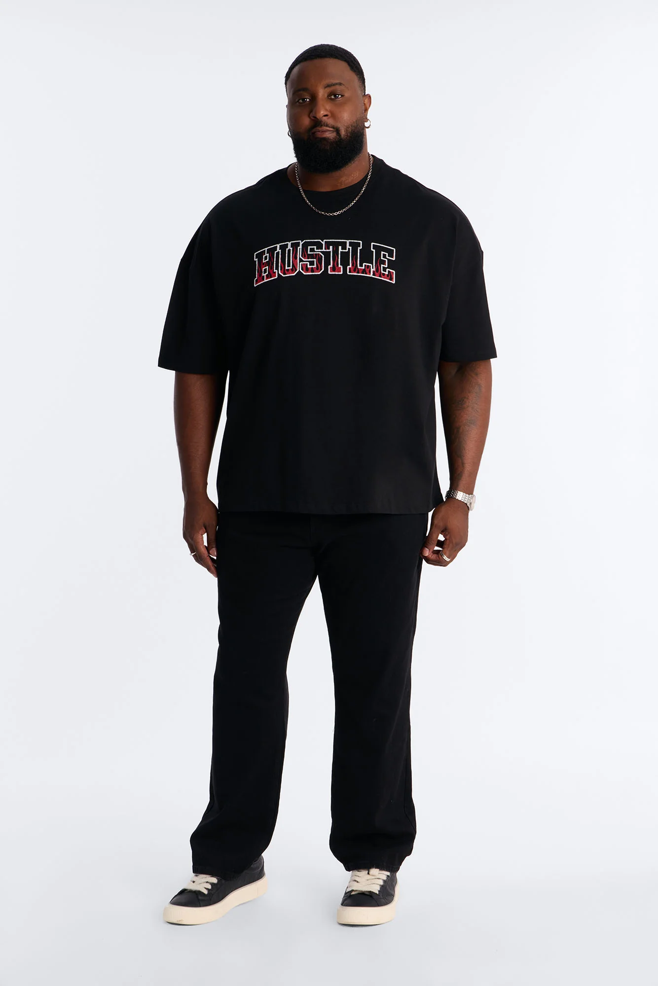 Hustle Heavy Weight Oversized Short Sleeve Tee - Black - Image 6