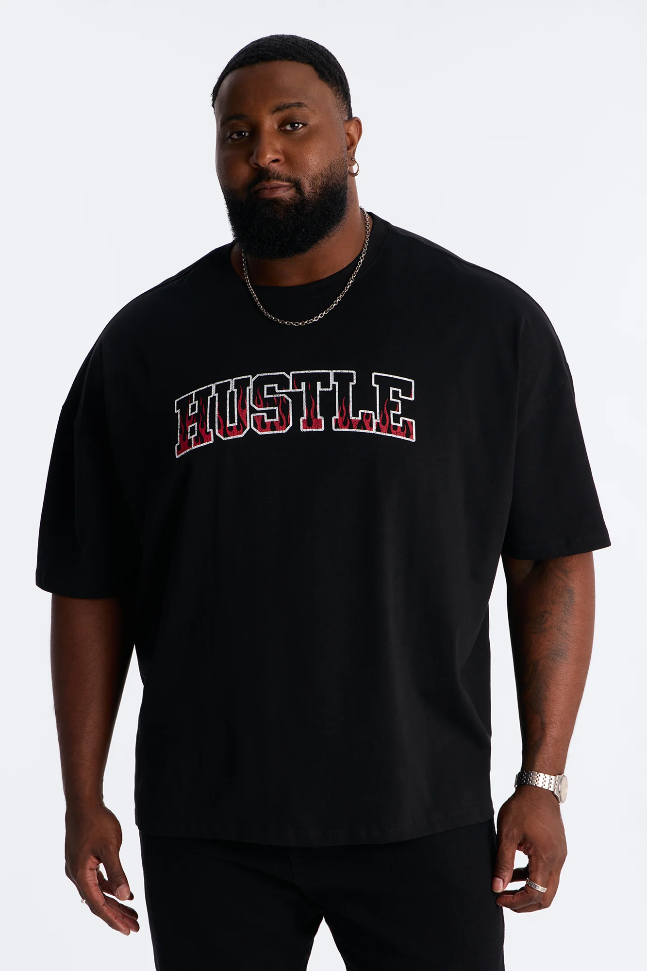 Hustle Heavy Weight Oversized Short Sleeve Tee - Black - Image 8