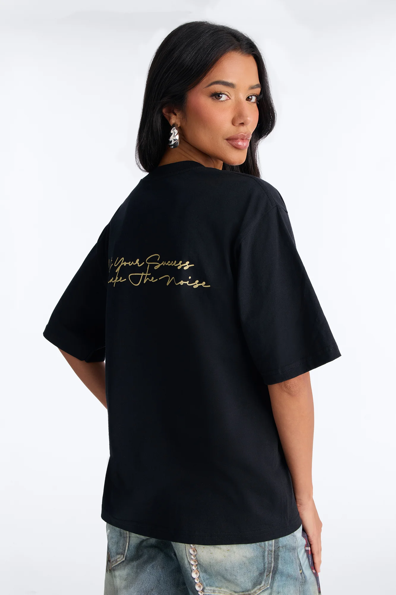 Hustle In Silence Tee - Black - Image 4