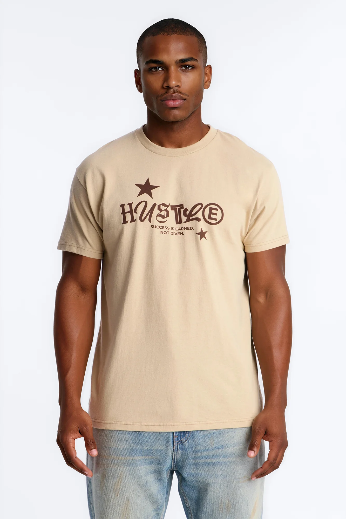 Hustle Mindset Oversized Short Sleeve Tee - Sand