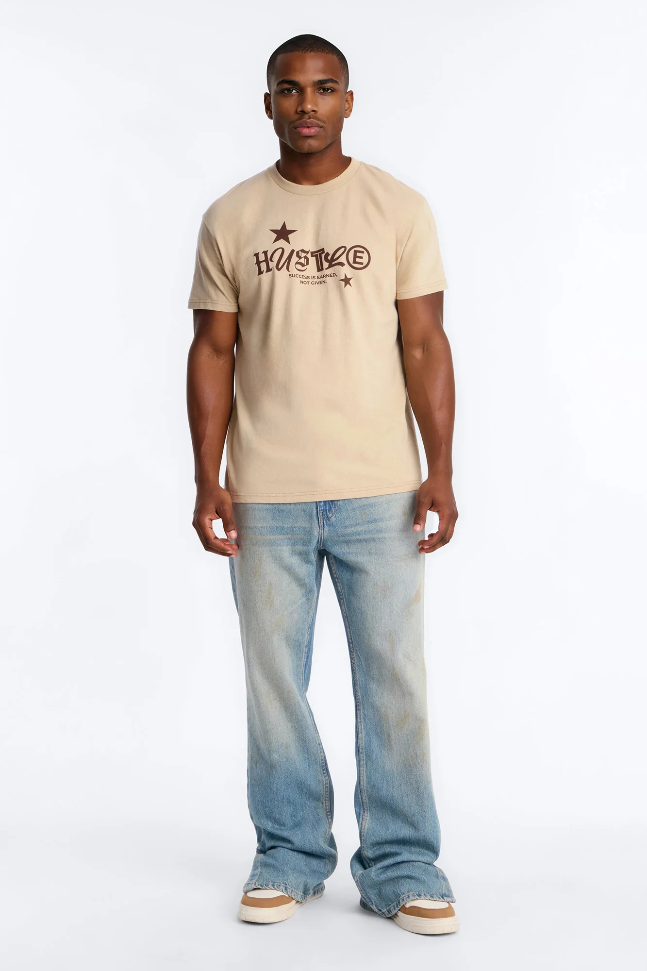 Hustle Mindset Oversized Short Sleeve Tee - Sand - Image 2