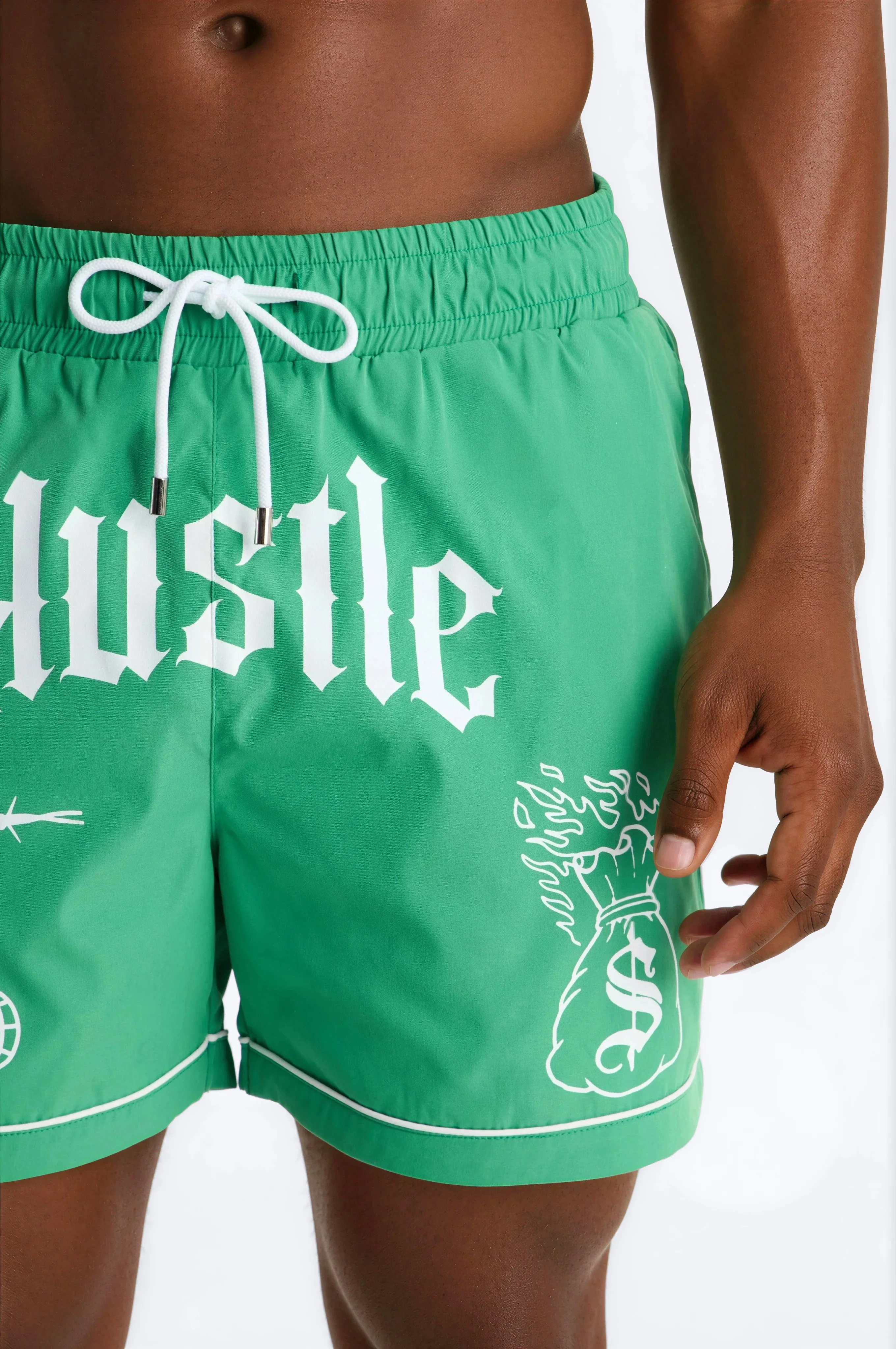 Hustle Shores Relaxed Swim Trunk 4″ - Green - Image 3