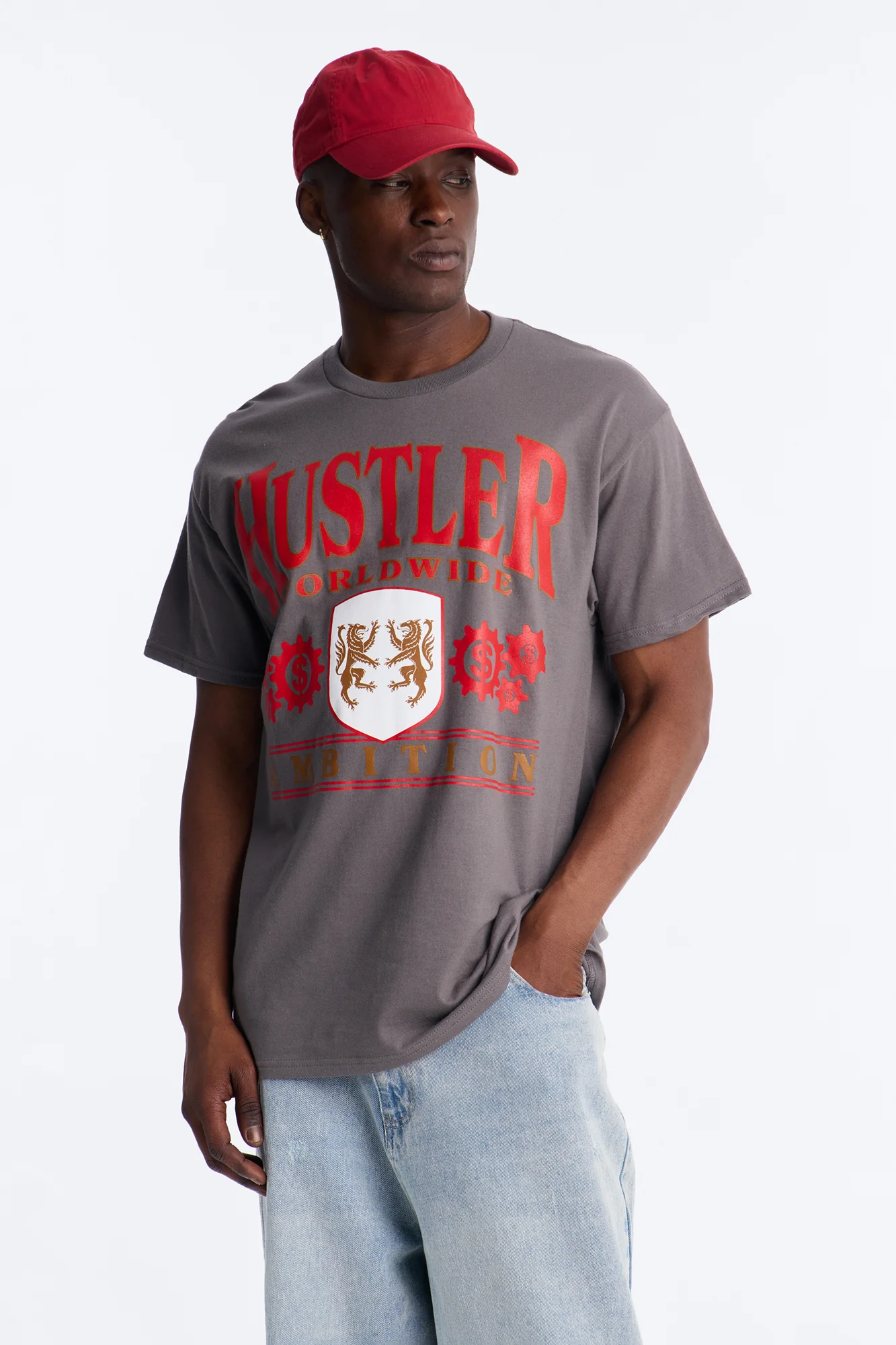 Hustler Ambition Oversized Short Sleeve Tee - Charcoal