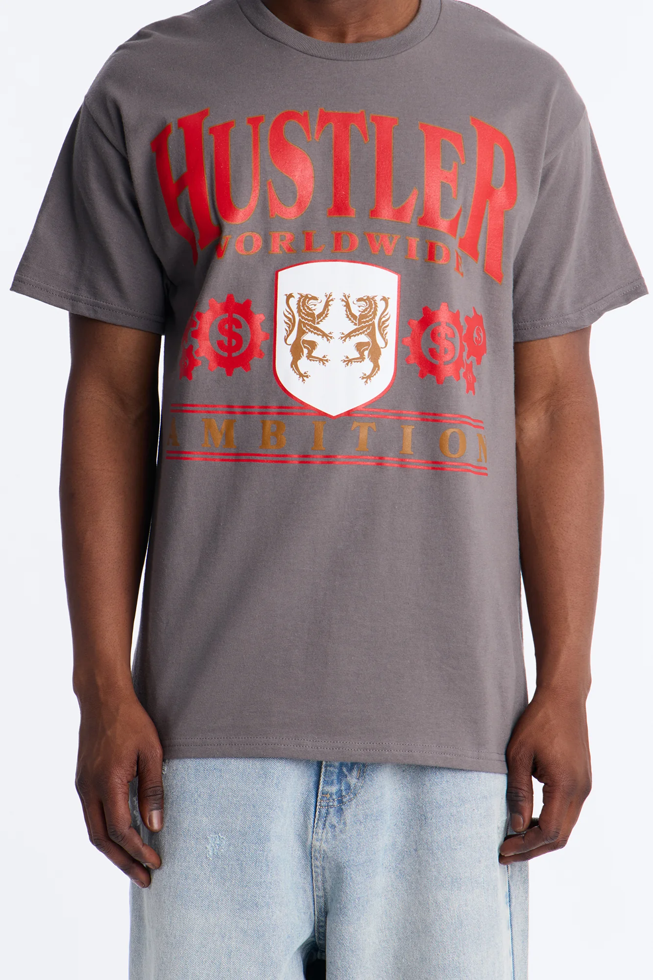 Hustler Ambition Oversized Short Sleeve Tee - Charcoal - Image 3