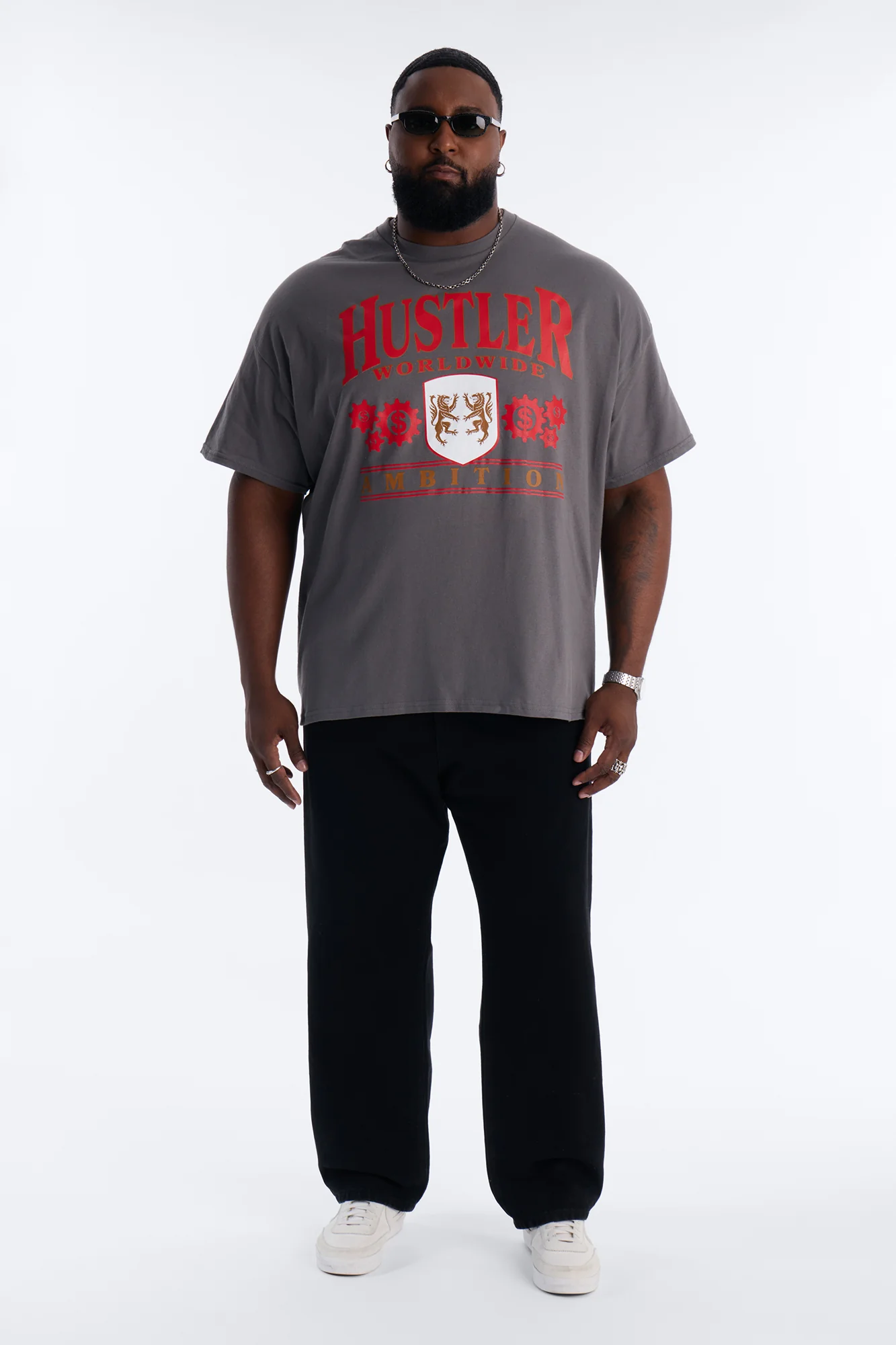 Hustler Ambition Oversized Short Sleeve Tee - Charcoal - Image 6