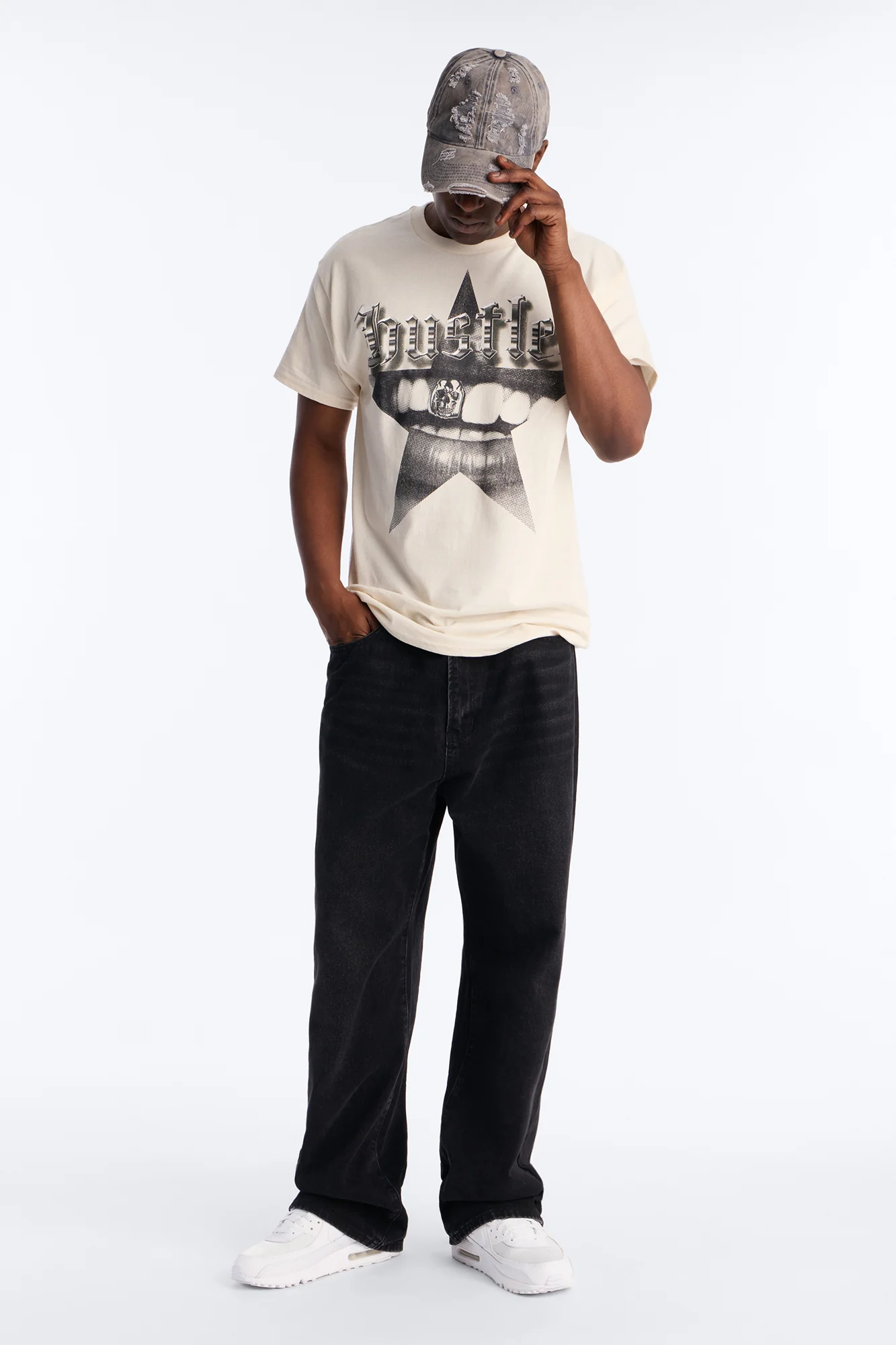 Hustler By Nature Oversized Short Sleeve Tee - Natural - Image 2