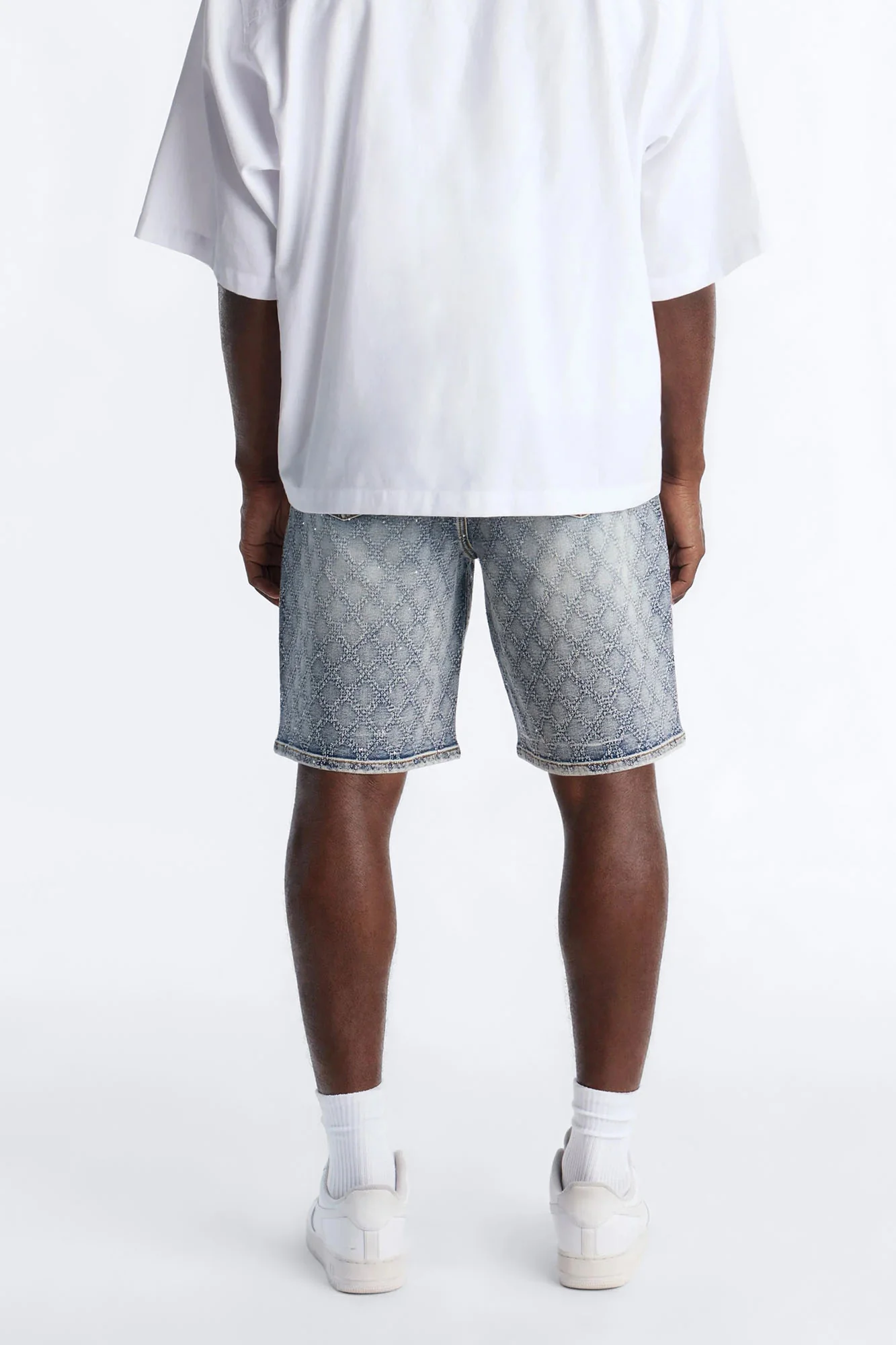 I Be Jeweled Relaxed Denim Short - Light Blue Wash - Image 4