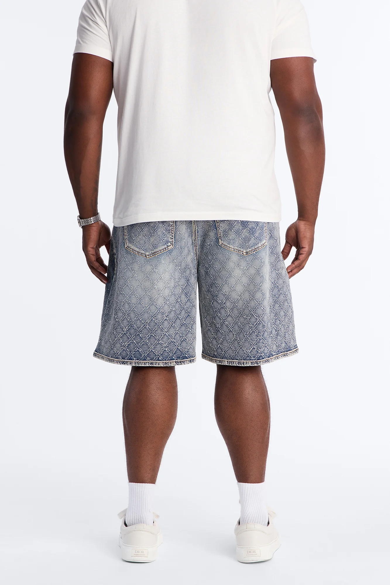 I Be Jeweled Relaxed Denim Short - Light Blue Wash - Image 8