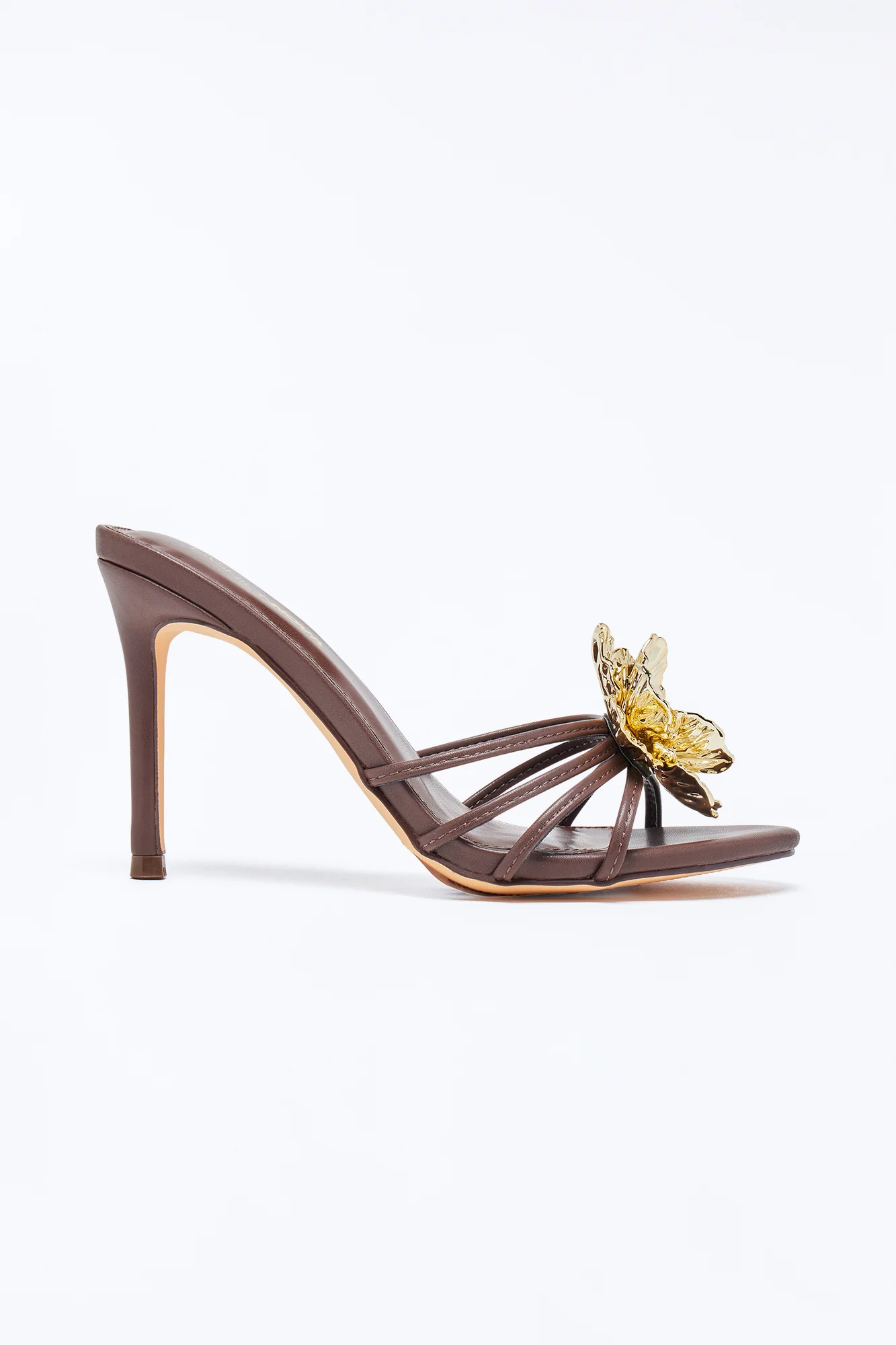 Iana Flower Stiletto Heels - Brown