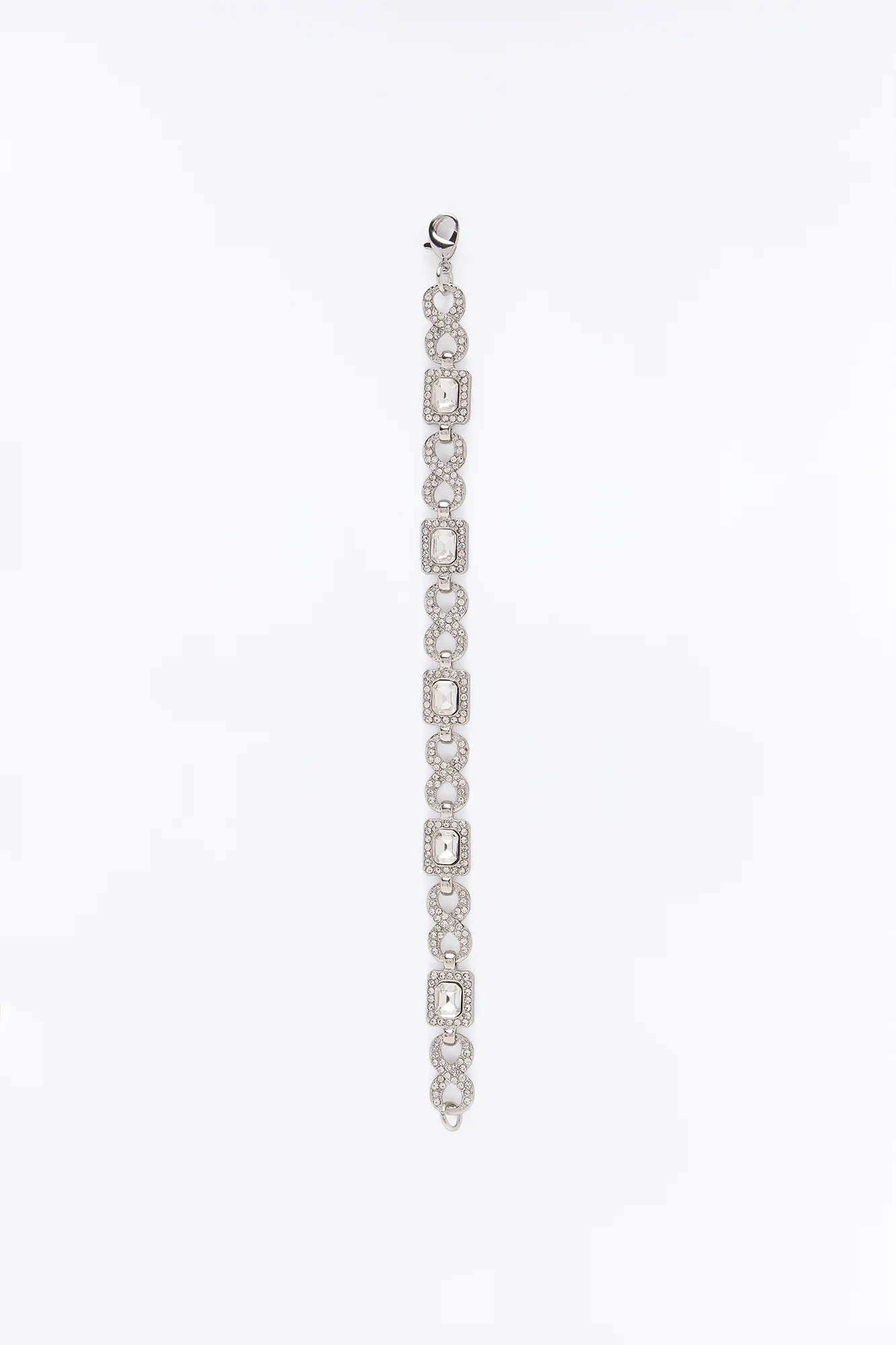 Iced Infinite Cluster Link Bracelet - Silver