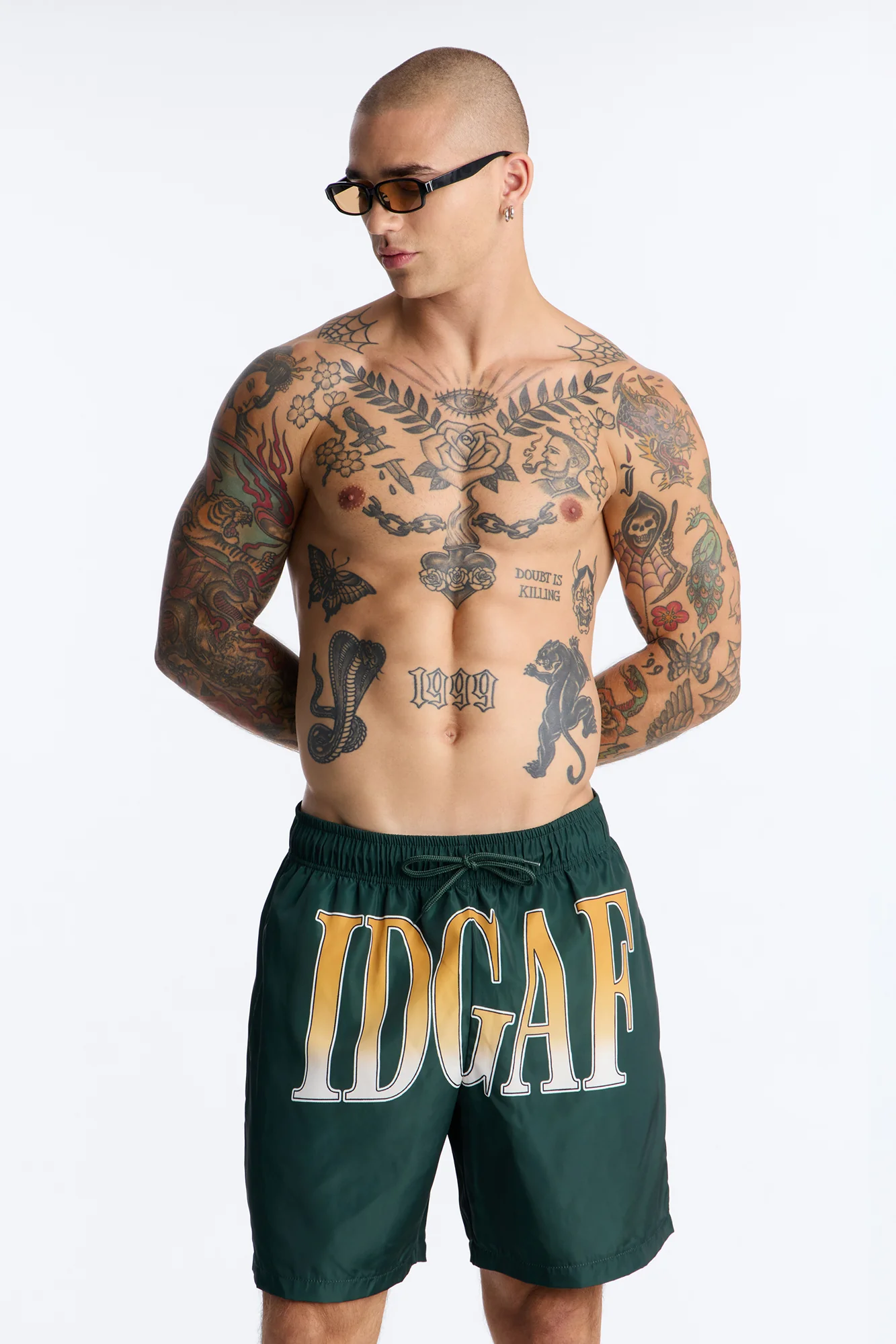 IDGAF Swim Trunk 7″ - Hunter Green - Image 3