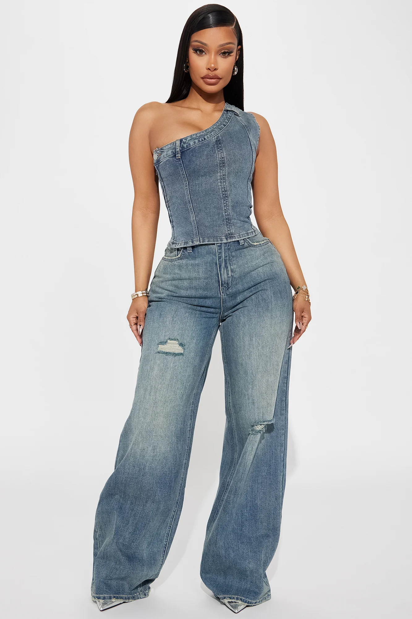 I'm Different Denim Top - Medium Wash - Image 2