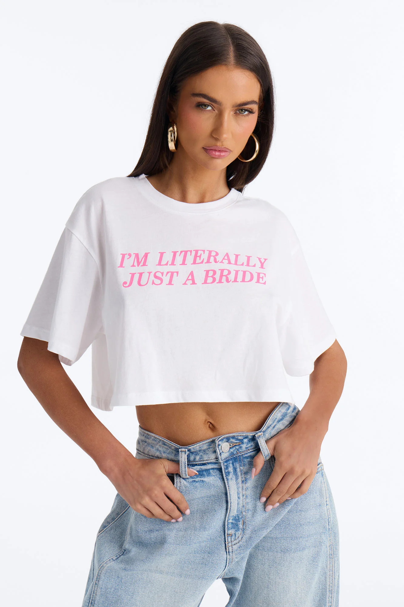 I'm Literally Just A Bride Baby Tee - White